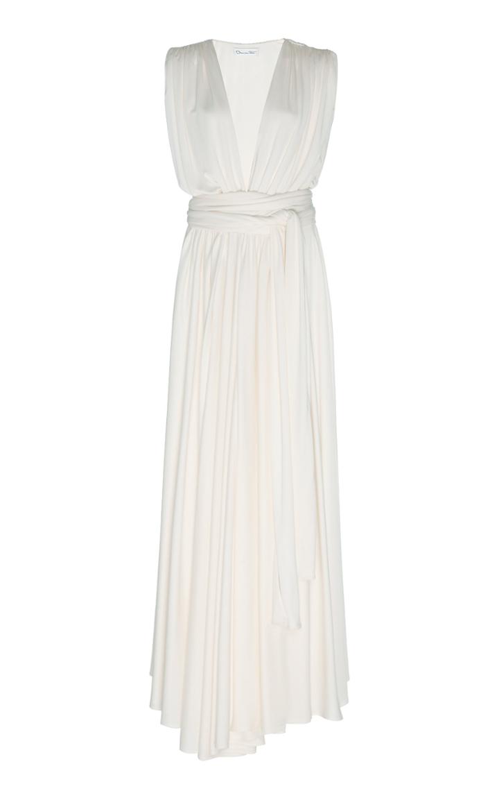 Oscar De La Renta Gathered Jersey Maxi Dress Size: 0