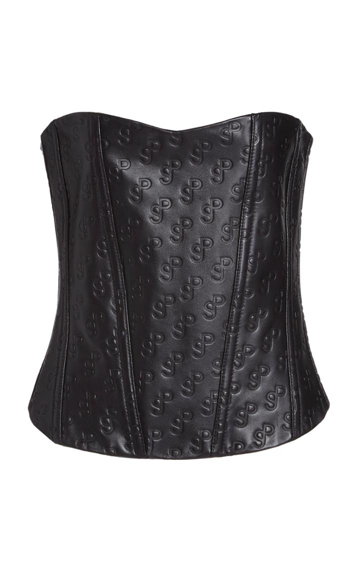 Moda Operandi Saks Potts Pex Logo-embossed Leather Corset Top
