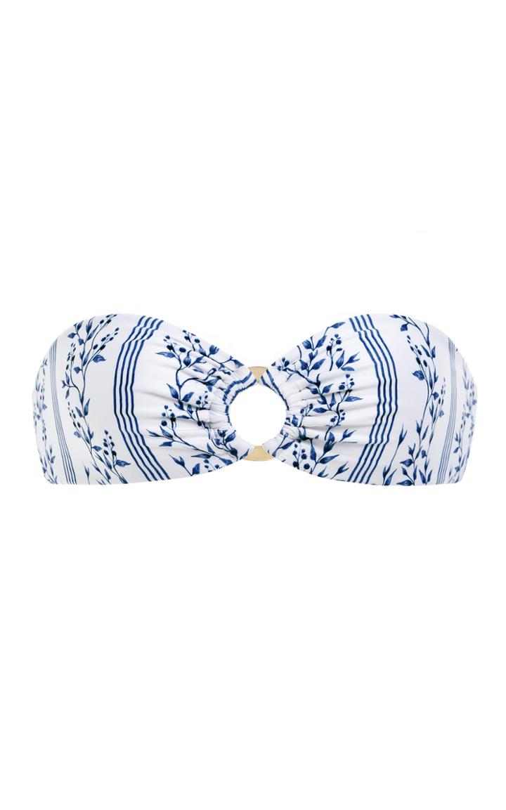 Moda Operandi Agua By Agua Bendita Oregano Grosellas-print Bandeau Bikini Top