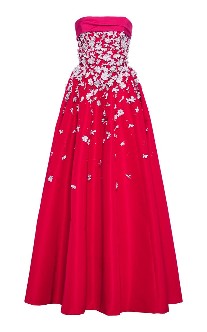 Carolina Herrera Floral Embroidered Faille Ball Gown