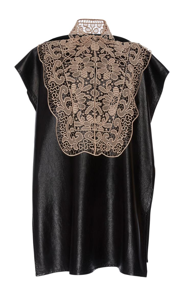 Christopher Kane Foil Leather Guipure Lace Dress