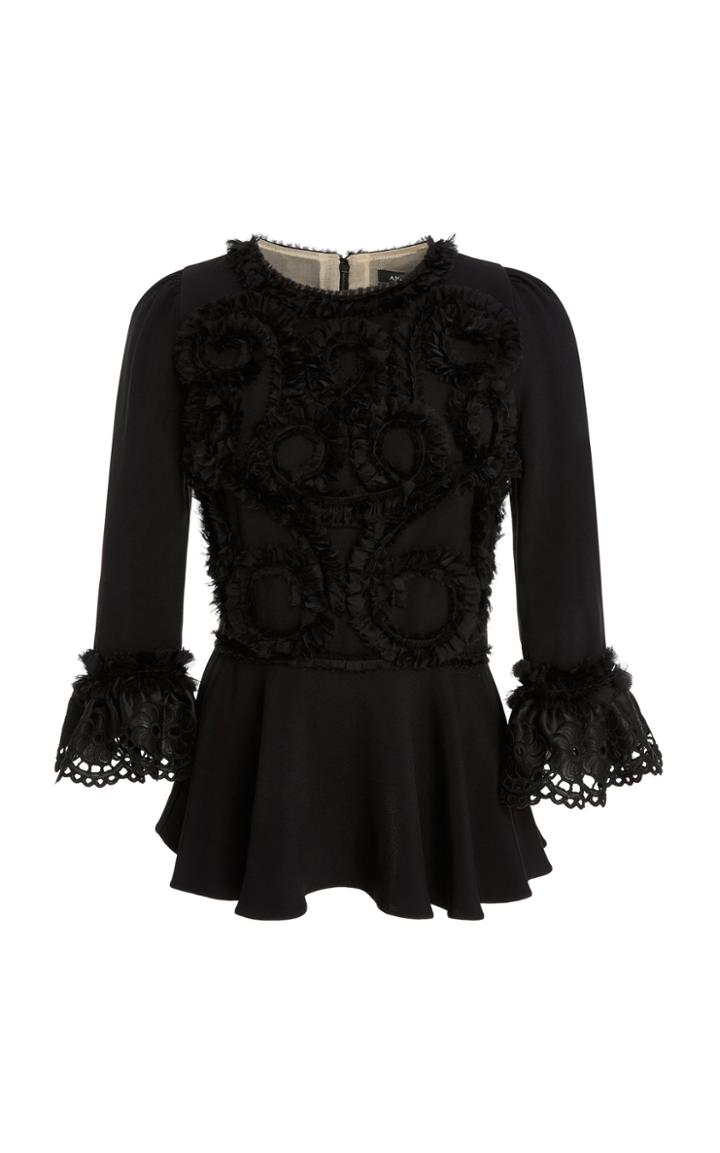 Andrew Gn Appliqu Embellished Peplum Top