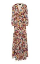 Saloni Nina Tiered Chiffon Maxi Dress