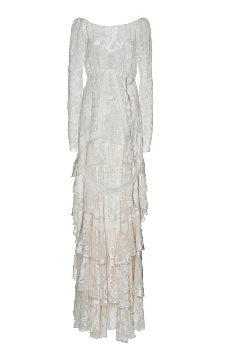 Olivier Theyskens Sheer Ruffled Maxi Dress