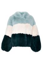 Genny Color Block Fox Fur Coat