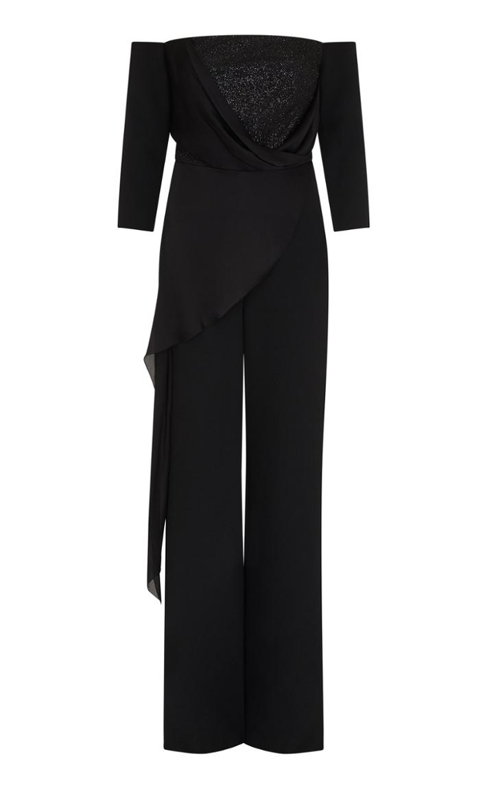 Moda Operandi Safiyaa Bella Crystal Sparkle Mesh Jumpsuit