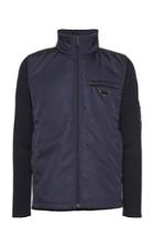 Prada Navy Nylon Wool-sleeve Jacket