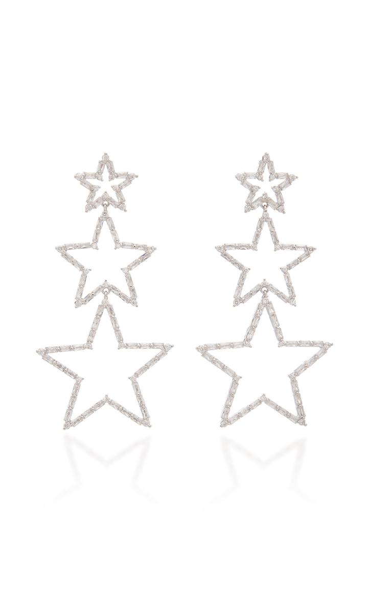 Fallon Rhodium-plated Crystal Star Earrings
