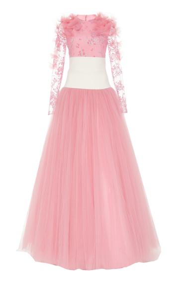 Christian Siriano Cherry Blossom Long Sleeve Gown