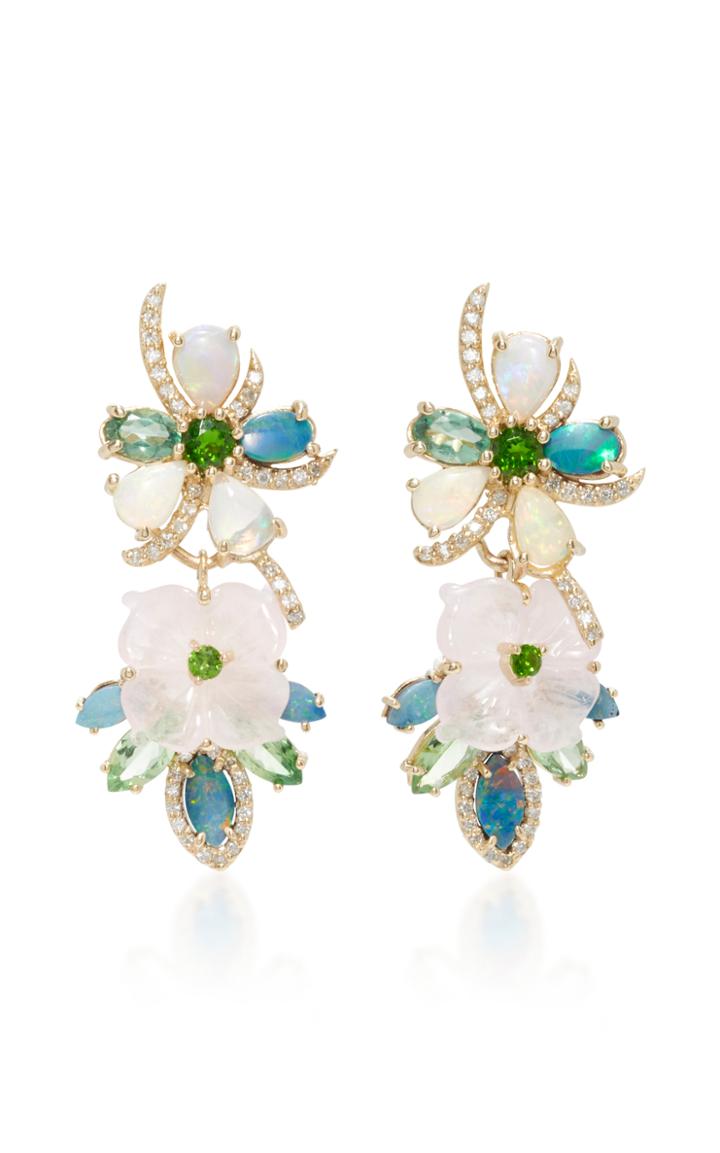 Eden Presley 14k Gold Multi-stone Flower Earrings