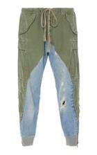 Greg Lauren Paneled Canvas And Denim Tapered Pants