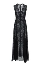 J. Mendel Embroidered Tea Length Cocktail Dress With Hand Pleated Insets