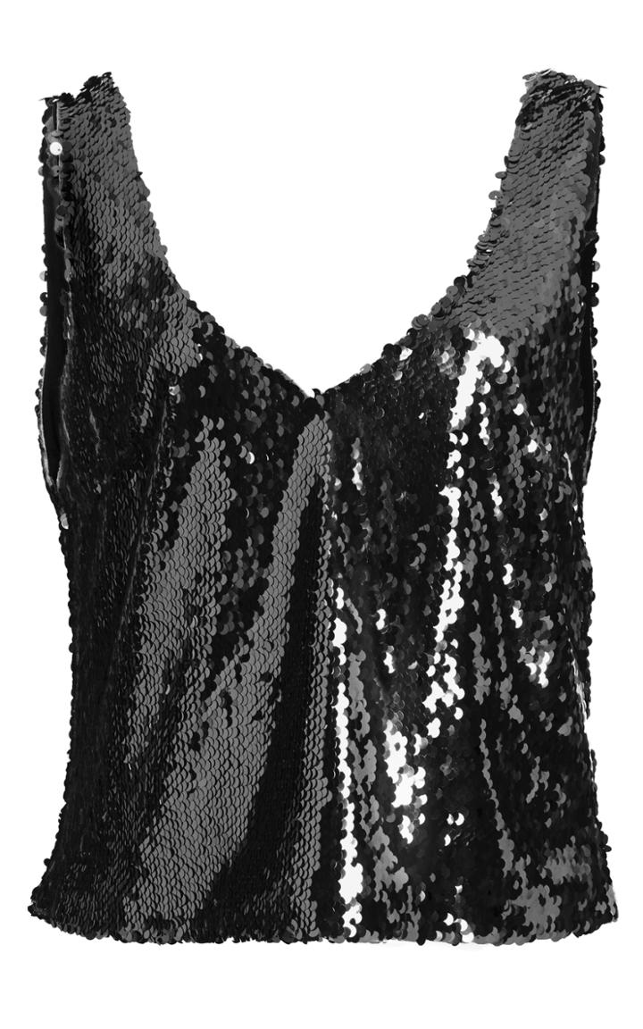 Sally Lapointe Stretch Sequin Scoop Neck Tank