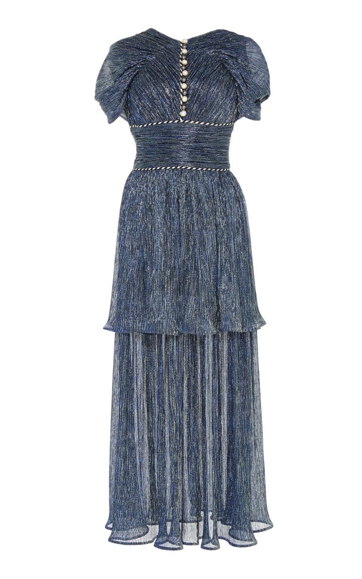 Peter Pilotto Tiered Pearl Metallic Jersey Dress