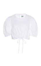Agua By Agua Bendita Albahaca Drawstring Linen Crop Top
