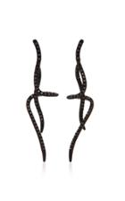 Lynn Ban Jewelry Rhodium-plated Silver Black Diamond Earrings