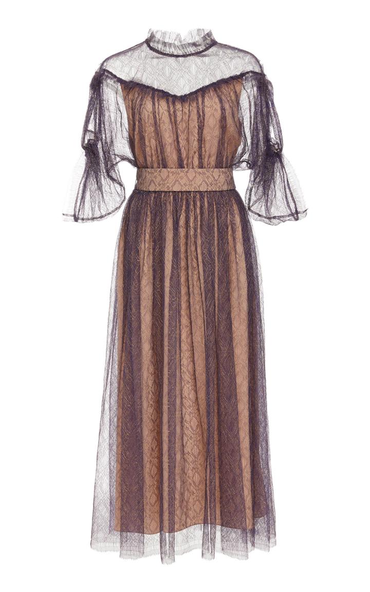 Alena Akhmadullina Sheer Overlay Ruched Midi Dress