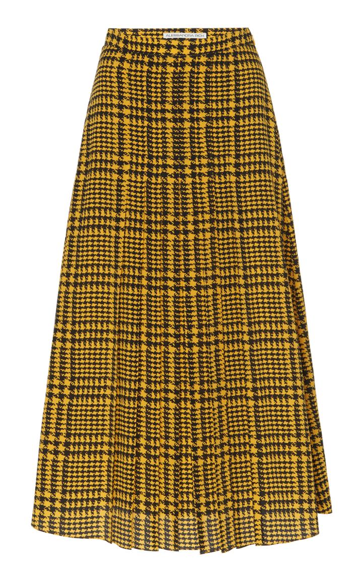 Moda Operandi Alessandra Rich Pied De Poule Printed Silk Skirt Size: 36