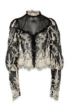 Alexis Boda Lace-embroidered Sheer-yoke Top
