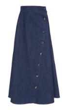Carolina Herrera Button Detail Denim Midi Skirt