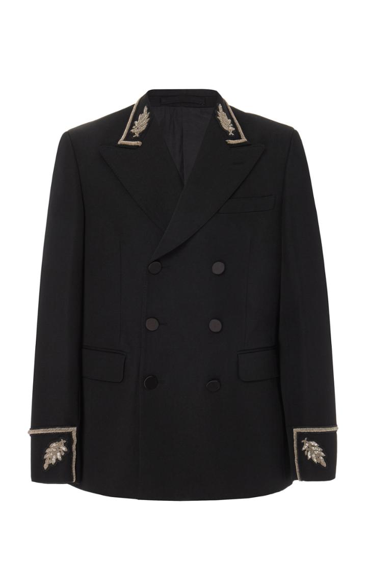 Burberry Embroidered Wool Double-breasted Jacket