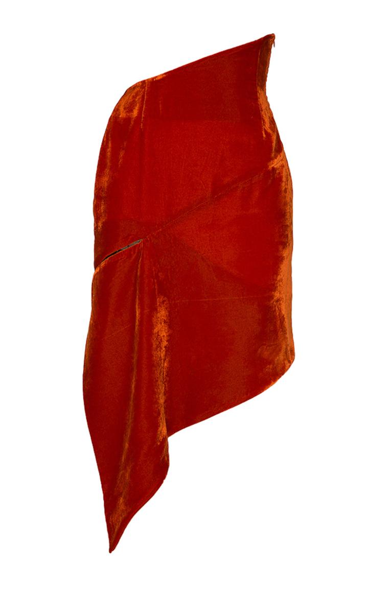 Situationist Asymmetric Silk Velvet Skirt