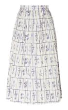 Khaite Sylvia Pleated Floral Cotton Skirt