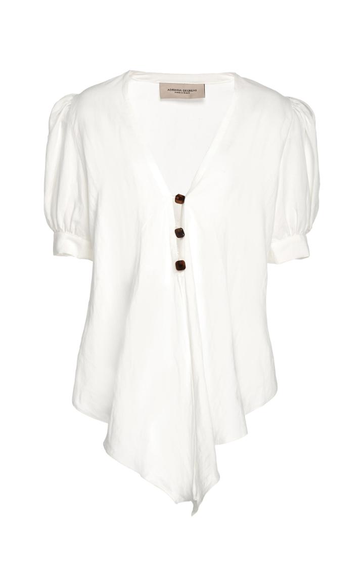 Adriana Degreas Button-detailed Linen-blend Shirt