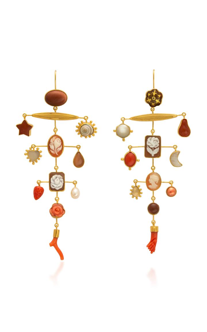 Grainne Morton Cameo And Coral Multi Layered Balance Earrings