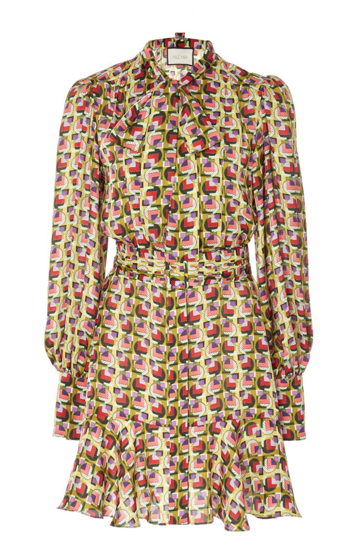 Alexis Mirene Pussy Bow Geo-print Mini Dress