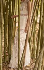 Costarellos Bridal Lace Insert Velvet Dress