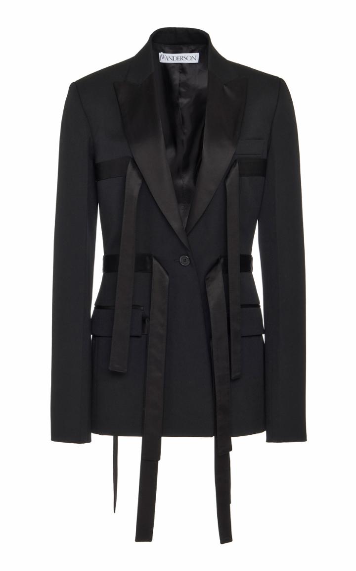 Moda Operandi Jw Anderson Satin-trimmed Wool Blazer Size: 8