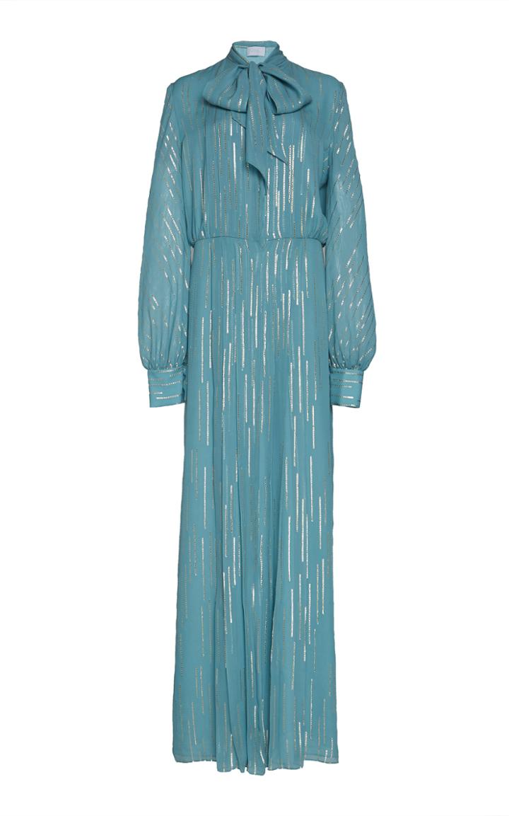 Luisa Beccaria Silk-blend Chiffon Pussy Bow Dress