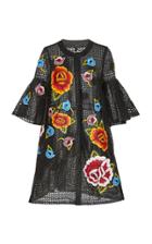 Carolina Herrera Embroidered Laser-cut Leather Coat