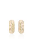 Zoe Chicco 14k Thick Half Round Huggie Hoops With Pave Diamonds