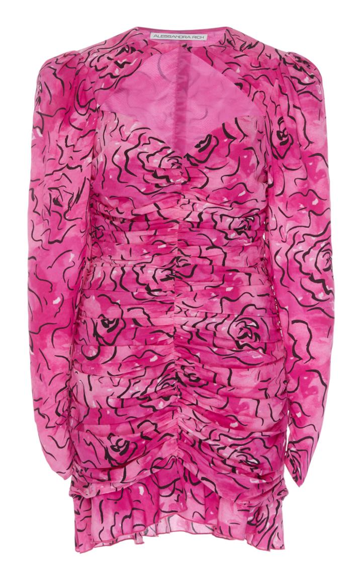 Moda Operandi Alessandra Rich Ruched Sweetheart Neckline Silk Dress Size: 38