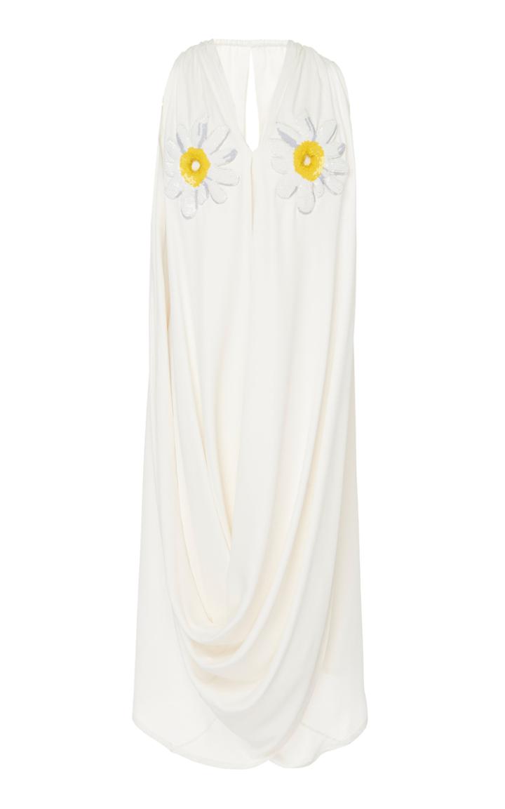Moda Operandi Jw Anderson Draped Embroidered Cotton Dress Size: 8