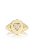 Jemma Wynne 18k Yellow Gold Shield Diamond Signet Ring