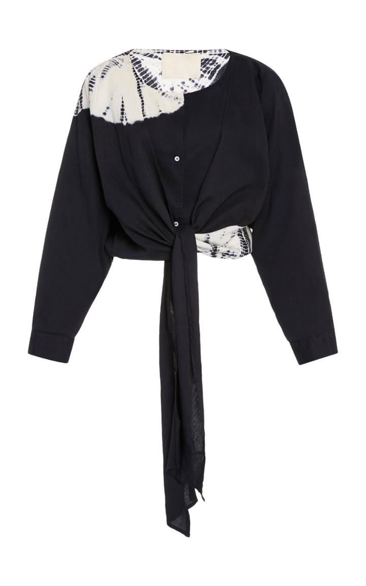 Anaak Raj Tie-detailed Tie-dye Cotton-poplin Shirt
