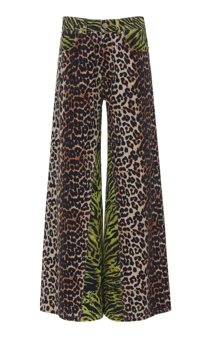 Ganni Printed High-rise Wide-leg Jeans