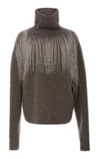 Sally Lapointe Airy Turtleneck Sweater With Beaded Fringe