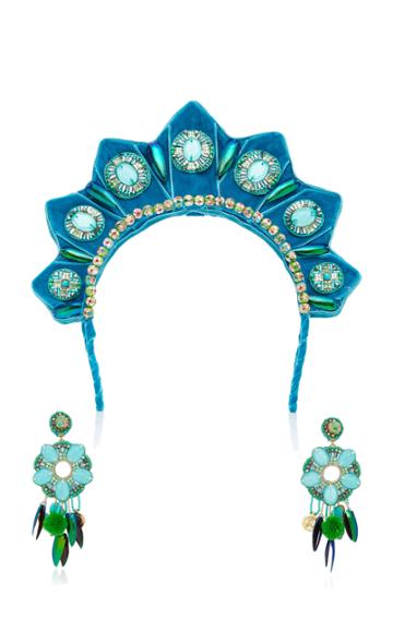 Ranjana Khan X Magnetic Midnight M'o Exclusive: Scarab Flower Headband & Earrings Set