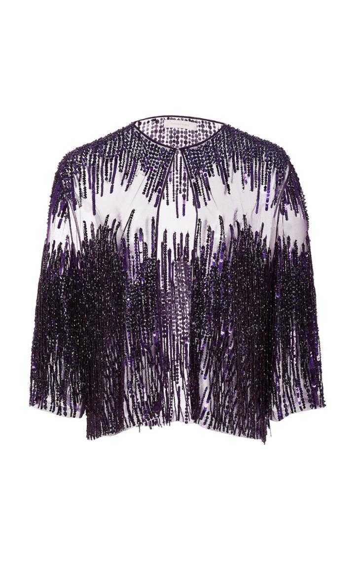 Naeem Khan Fringe Tulle Jacket
