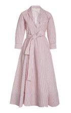 By Any Other Name Striped Belted Cotton Wrap Dress