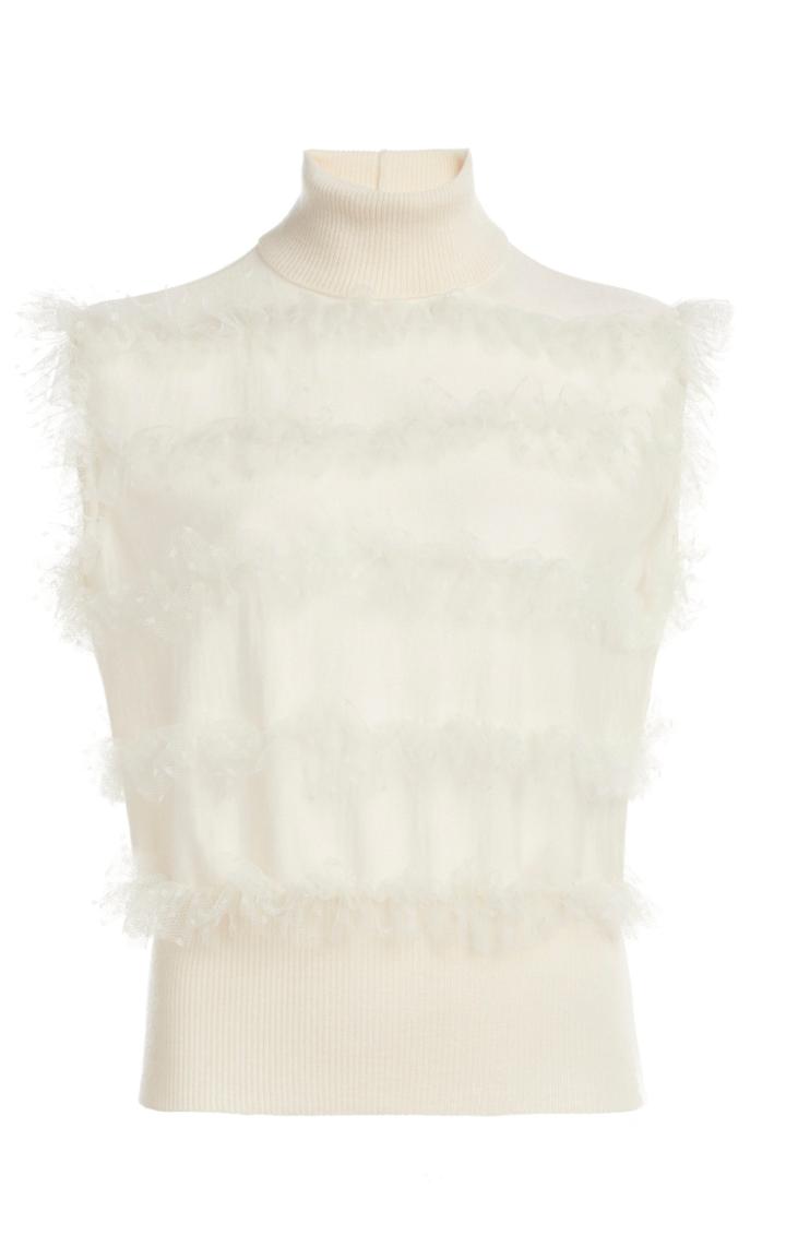 Moda Operandi Giambattista Valli Frilled Cashmere-silk Top