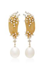 Hueb Plisse 18k Gold Diamond And Pearl Earrings