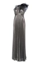 Giambattista Valli Metallic Silk Plisse One Shoulder Gown