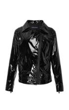 Zeynep Arcay Patent Leather Oversized Biker Jacket