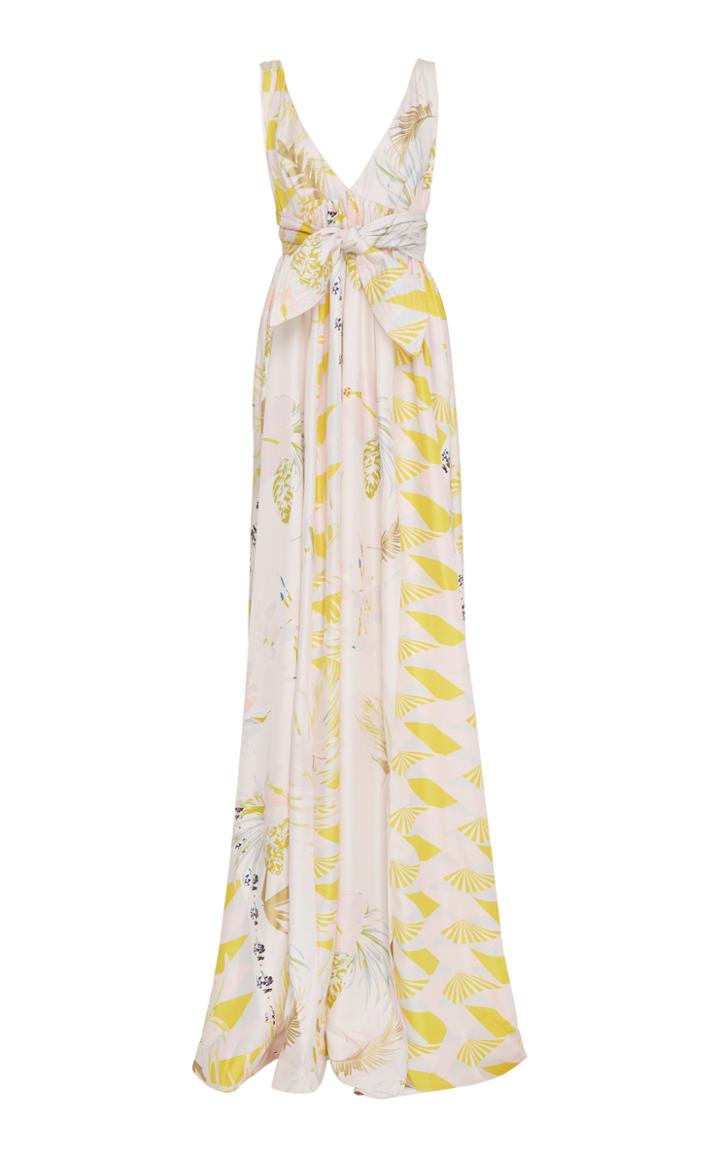 Cynthia Rowley Aurora Printed Silk Empire Waist Maxi Dress