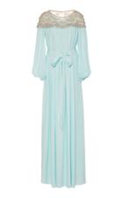 Marchesa Crystal And Pearl Embellished Silk-georgette Caftan Dress
